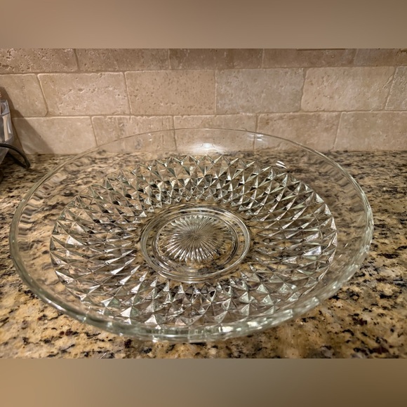 Indiana Glass Salad or Serving Bowl Diamond Point 3”X13” approx. Party Ware! - Picture 2 of 5